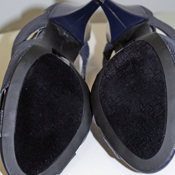 Bandolino Janeta High Heel Sandals Size 7.5M, Bleu Snakeskin Print - Picture 12 of 13